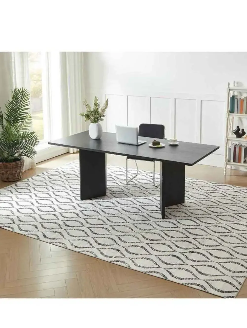 8x10 Area Rugs for Bedroom: Washable Non-Slip Soft Geometric Boho Low Pile thin